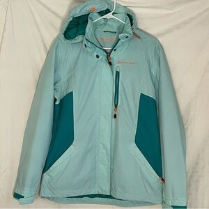 Alpine Pro Wintona Hooded Jacket Women’s XL Light Blue Teal Windproof Rain